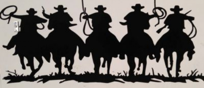 metal cowboy art riders roping